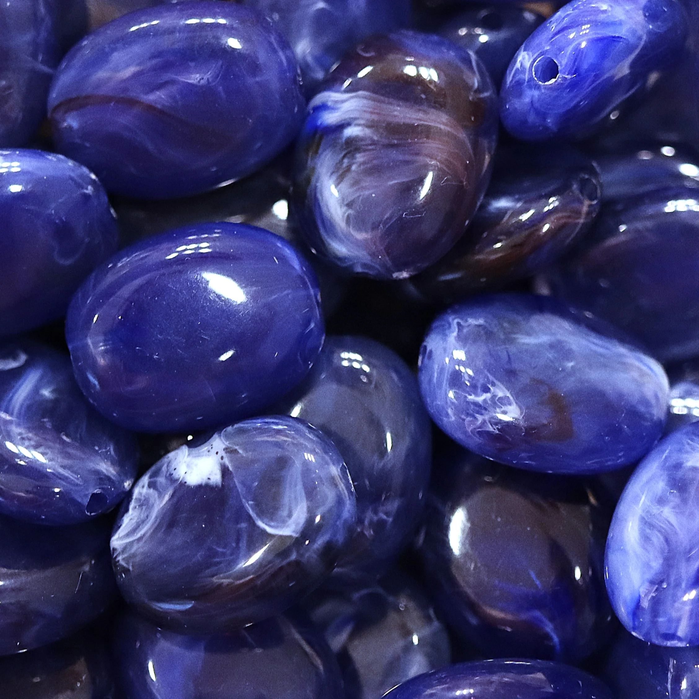 Acryl kraal ovaal - donkerblauw