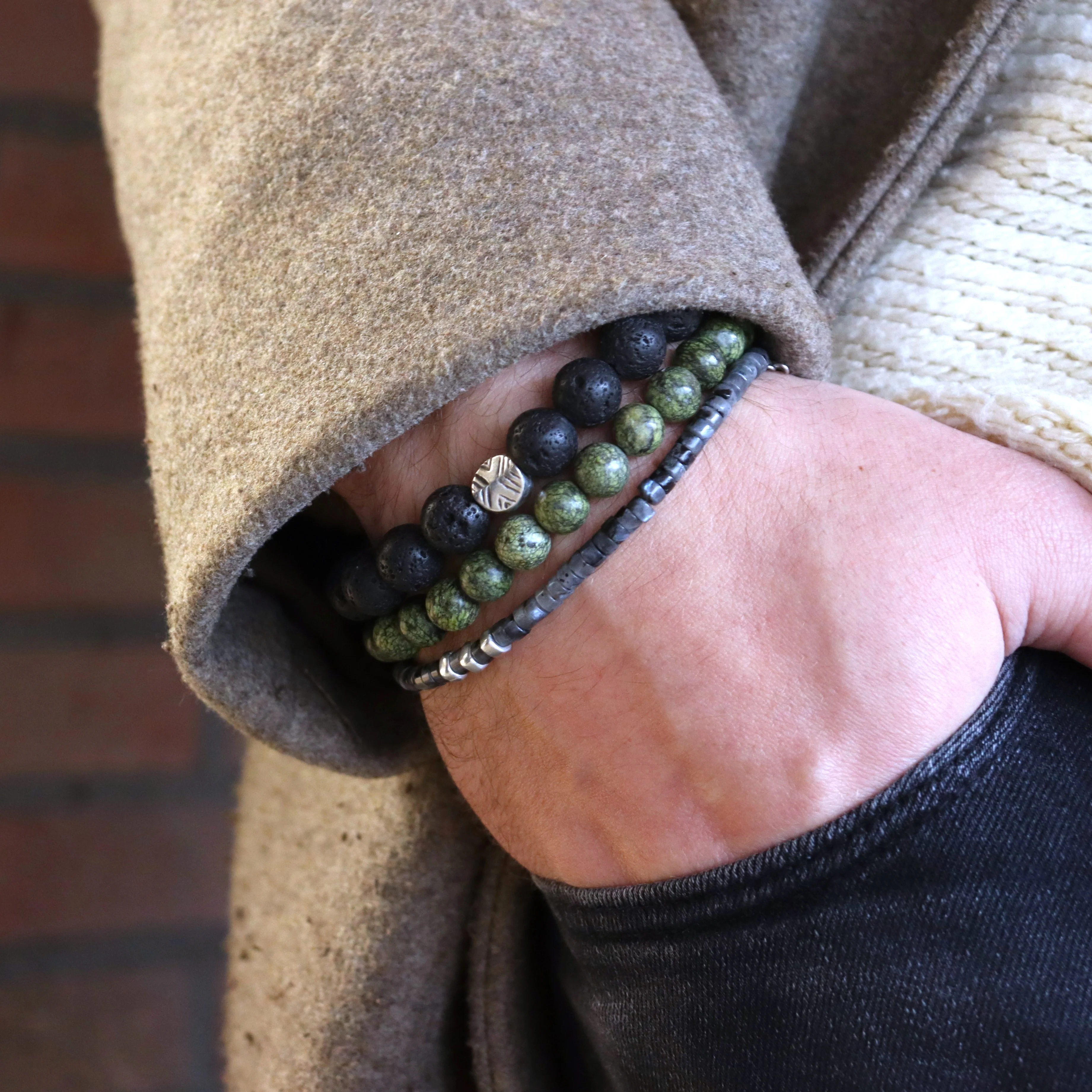 Herenarmband met labradoriet - met slot - Image 2