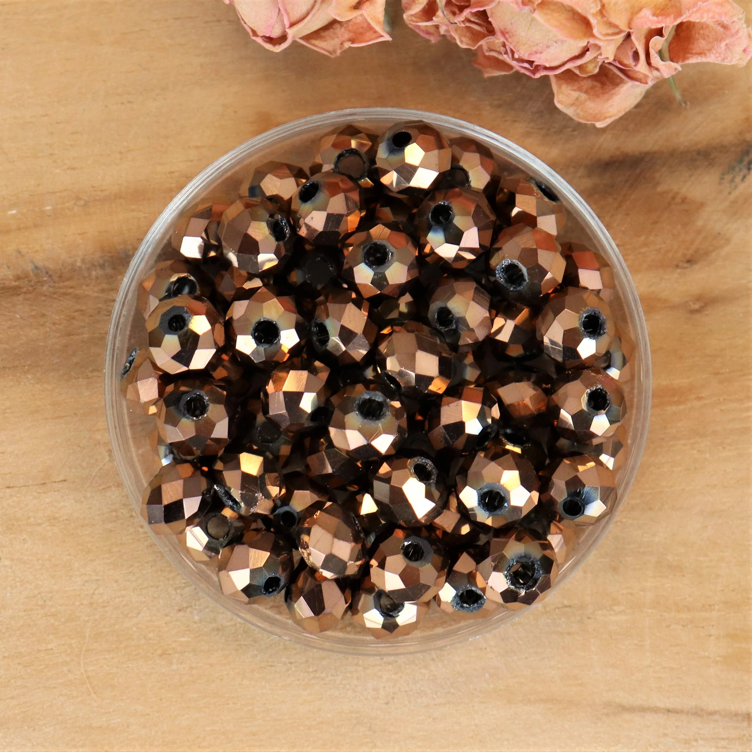Rondel facetkralen 4x6 mm - Metallic copper